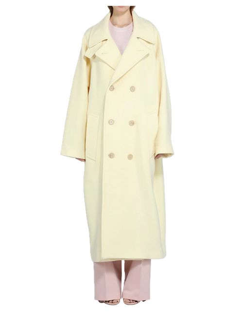 N°21 Cappotto lungo in panno con revers larghi giallo chiaro melange N.21 | N061 - 3100 - 3942GIALLO CHIARO MELANGE